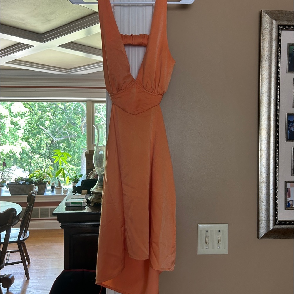 Orange dress without back cutoff out